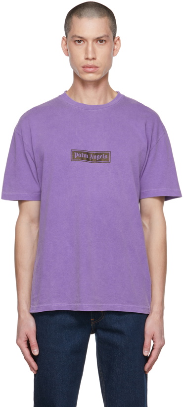 Photo: Palm Angels Purple Garment-Dyed T-Shirt