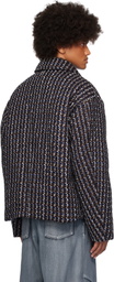 WOOYOUNGMI Brown & Navy Tweed Down Jacket