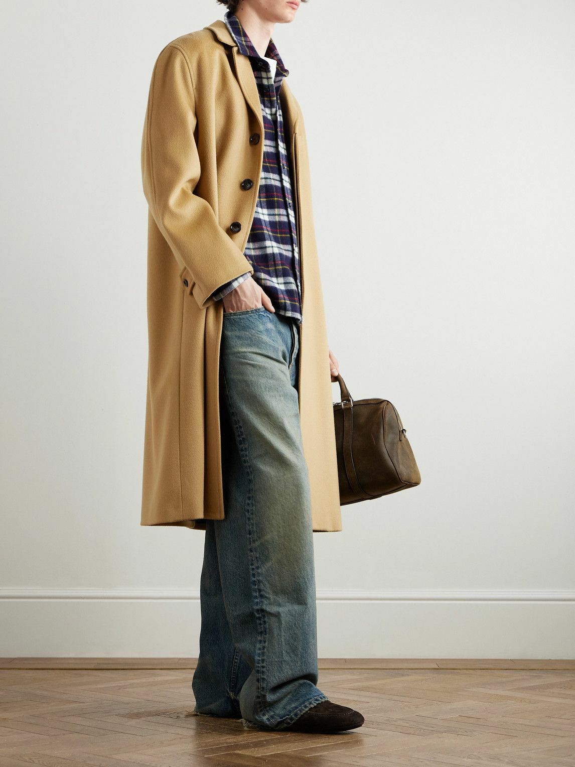 CELINE - Brushed Wool-Felt Coat - Brown