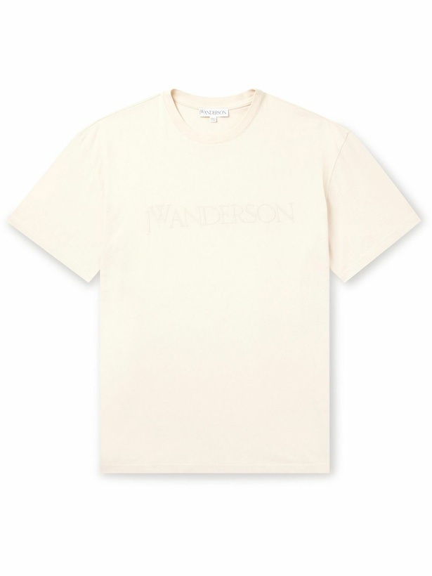 Photo: JW Anderson - Logo-Embroidered Cotton-Jersey T-Shirt - Neutrals