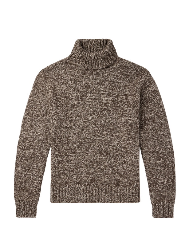 Photo: RRL - Wool, Cotton and Linen-Blend Rollneck Sweater - Brown