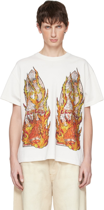 Photo: Who Decides War White Rhinestone Flame Glass T-shirt