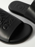 LOEWE - Paula's Ibiza Logo-Debossed Leather Slides - Black