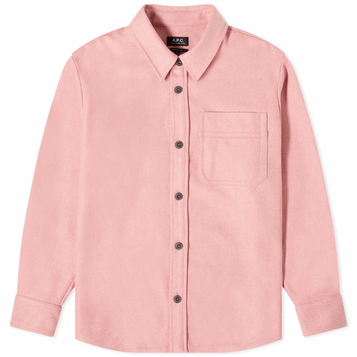 Photo: A.P.C. Men's Basile Wool Overshirt in Pink