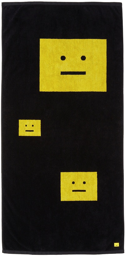 Photo: Acne Studios Black & Yellow Logo Towel