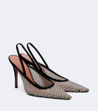 Amina Muaddi Felicia embellished mesh slingback pumps