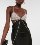 Dodo Bar Or Beatrice embellished silk satin dress