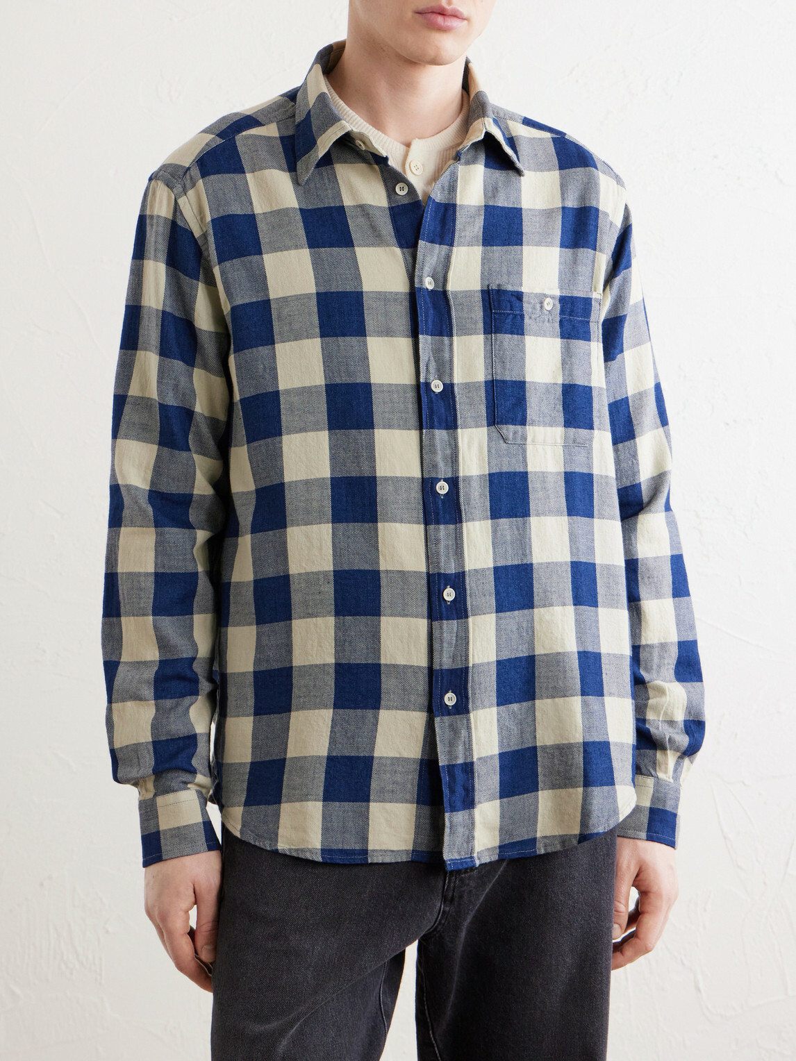 Barena - Checked Cotton-Twill Shirt - Blue