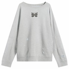 Needles Men's Deconstructed Crew Neck Sweatshirt in Heather Grey