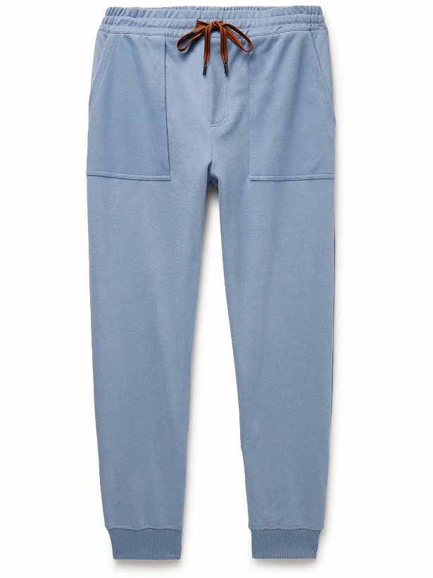 Photo: Zegna - Tapered Cotton-Jersey Sweatpants - Blue