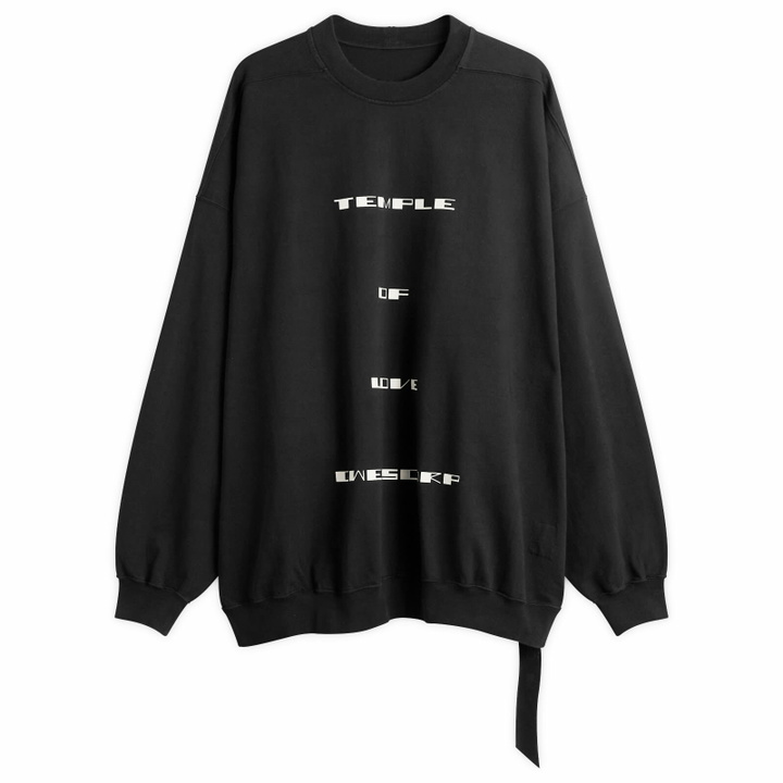 Photo: Rick Owens DRKSHDW Women's Temple Of Love Hun Crewneck Sweater in Black/Milk 