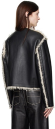 Stand Studio Black Lucine Reversible Faux-Leather Jacket