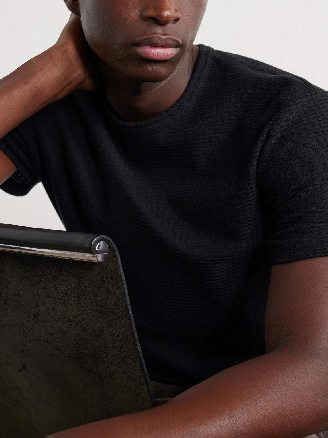FRAME - Cotton-Jacquard T-Shirt - Black