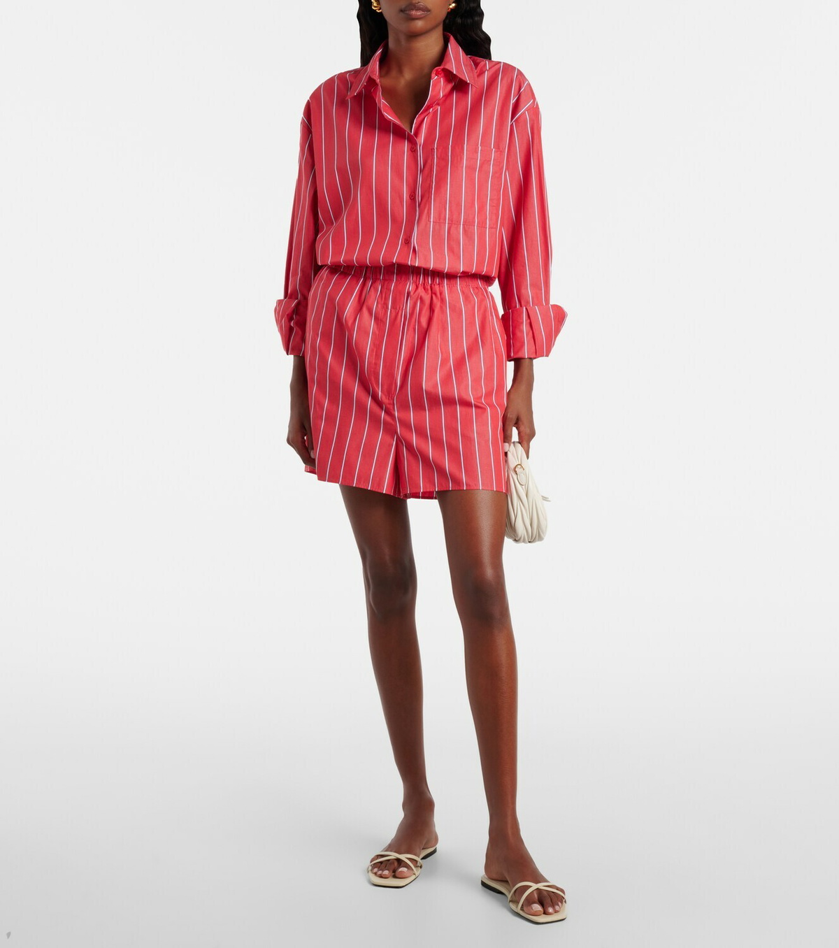 The Frankie Shop Lui striped cotton poplin shorts