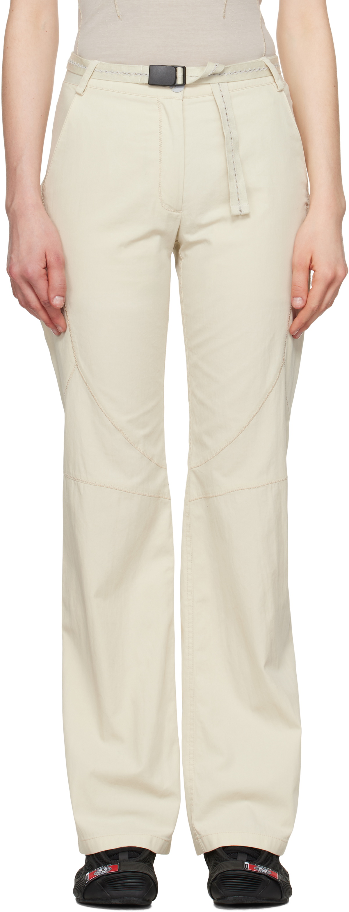 HYEIN SEO Beige Low-Rise Belted Trousers