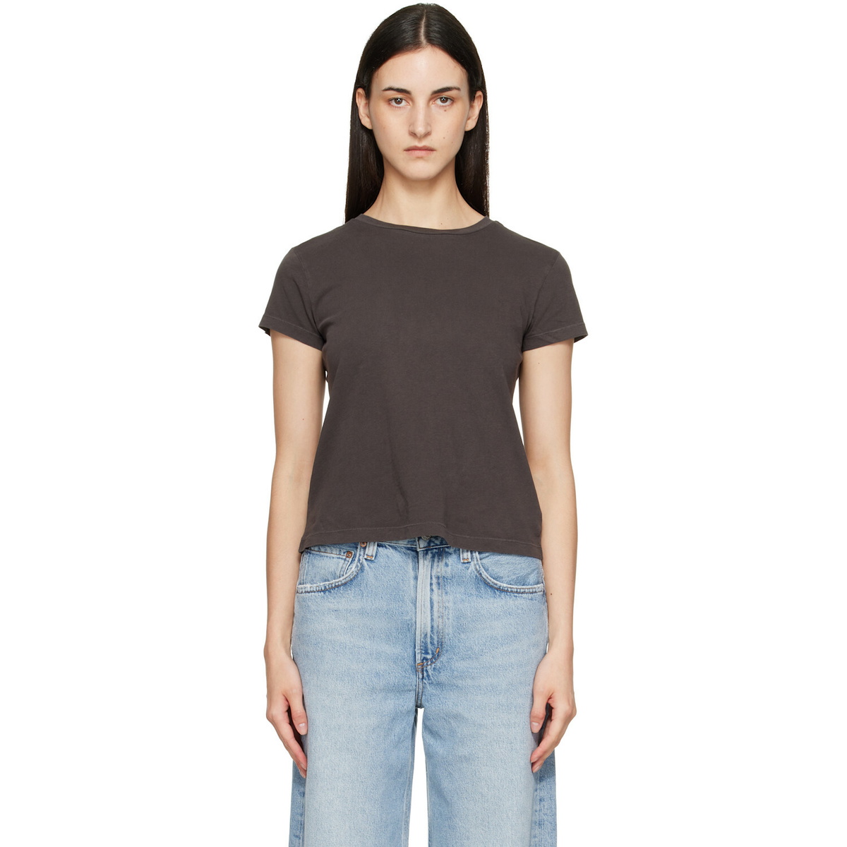 AGOLDE Brown Long Line Adine T-shirt