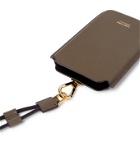 TOM FORD - Full-Grain Leather Phone Pouch with Lanyard - Green