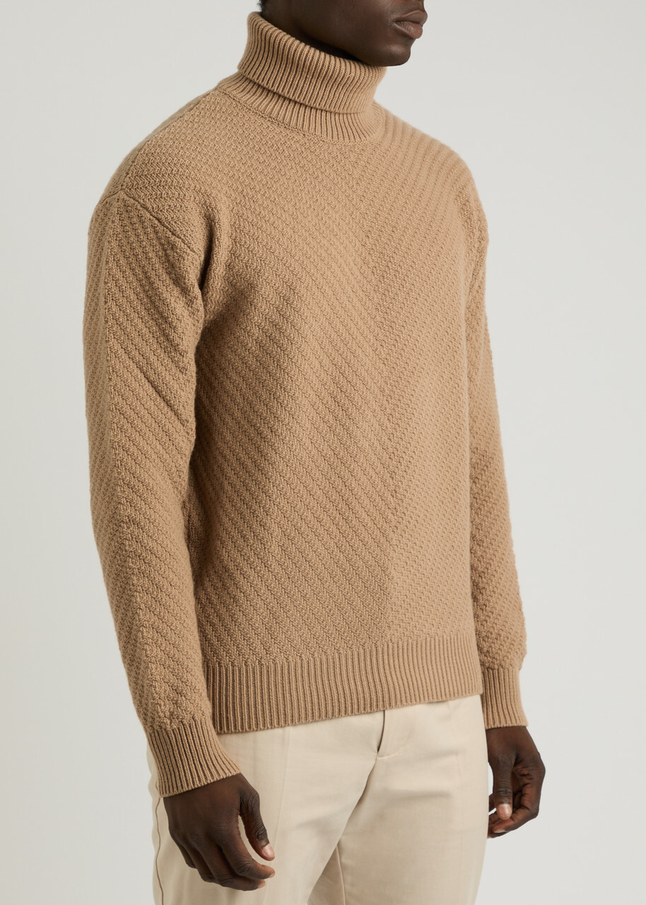 Herno Herringbone Wool Jumper Cream