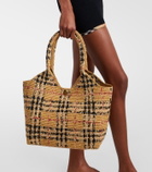Burberry Burberry Check Large raffia tote bag