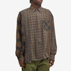 Needles Men's 7 Cuts Over Dyed Wide Flannel Shirt in Brown 