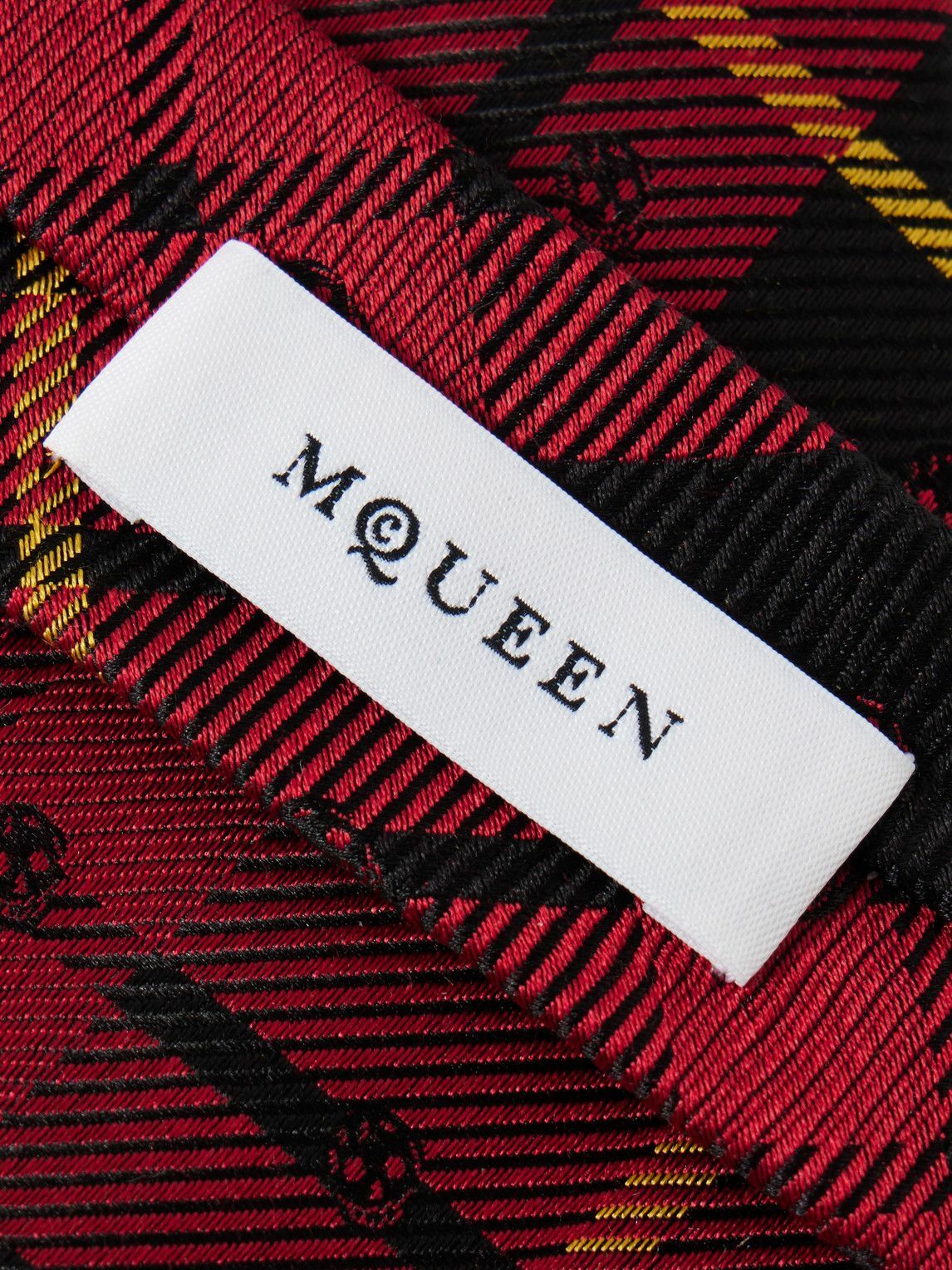 McQueen - 8cm Logo-Embroidered Checked Silk Tie
