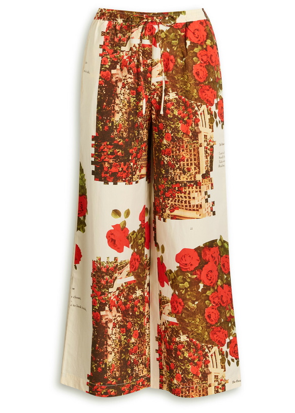 Photo: House OF Sunny The Rose Garden Printed Cotton-poplin Trousers White