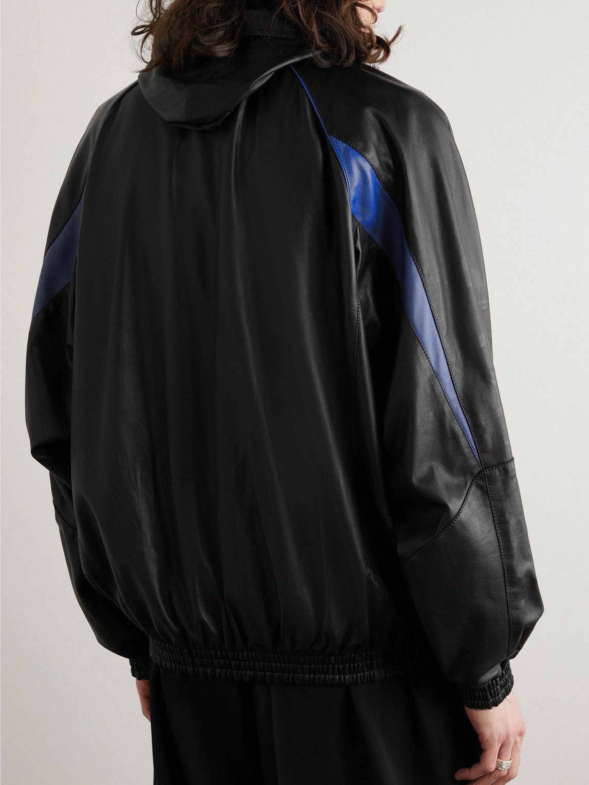 Balenciaga - Logo-Embroidered Leather Track Jacket - Black Balenciaga