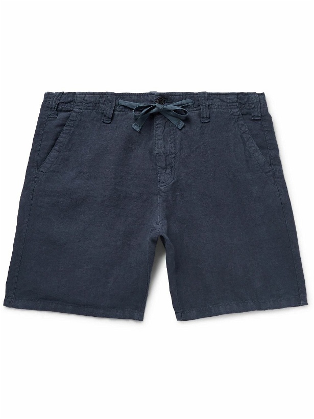 Photo: Hartford - Slim-Fit Linen-Chambray Drawstring Shorts - Blue