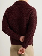 MILES LEON - Shawl-Collar Merino Wool Zip-Up Cardigan - Burgundy