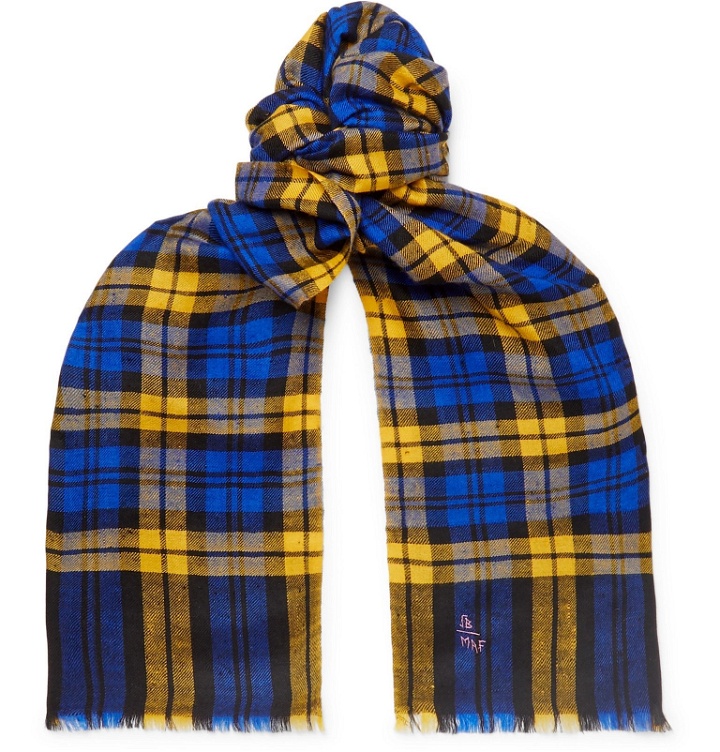 Photo: Anderson & Sheppard - Camoshita Fringed Checked Cashmere Scarf - Yellow