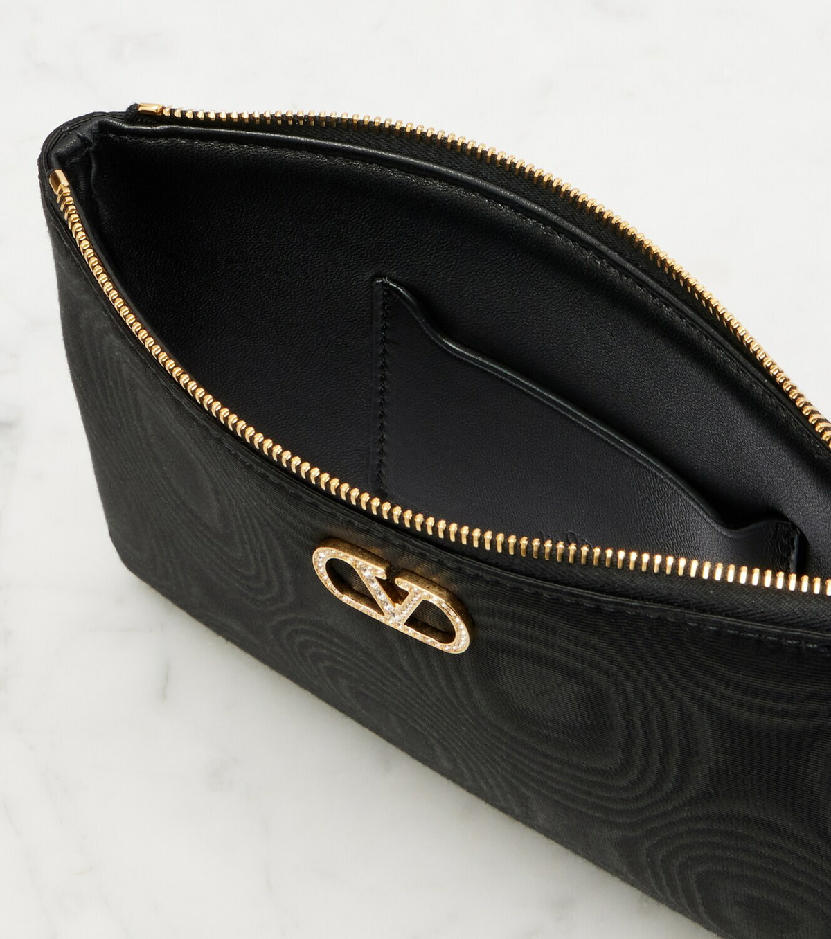 Valentino Garavani VLogo Swarovski®-embellished moiré pouch