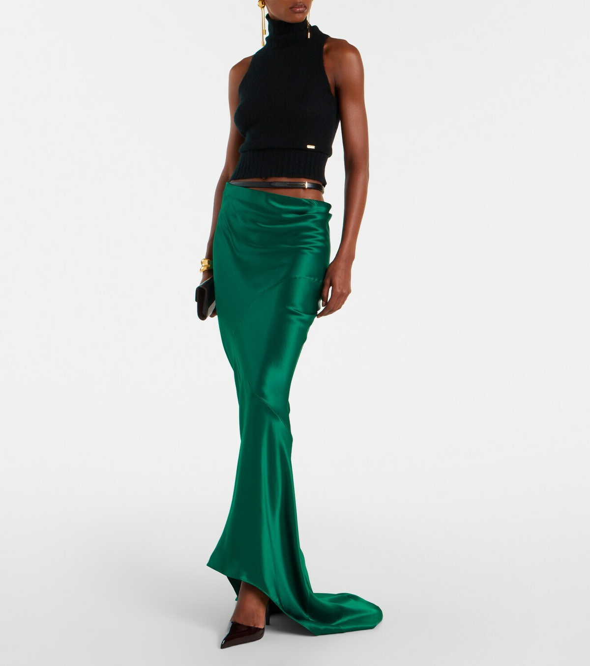 Tom Ford Asymmetric silk satin maxi skirt