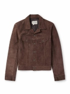 Greg Lauren - Camp-Collar Suede Trucker Jacket - Brown