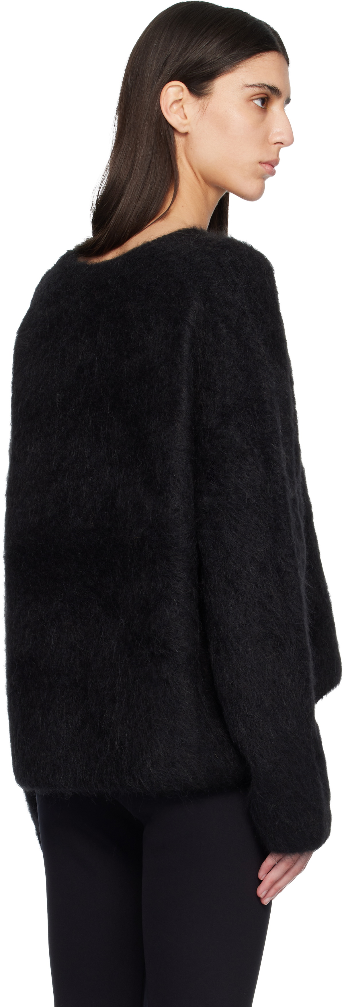 TOTEME Black Boxy Alpaca Knit Sweater