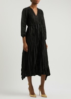 Forte_forte Plissé Satin Midi Dress Black