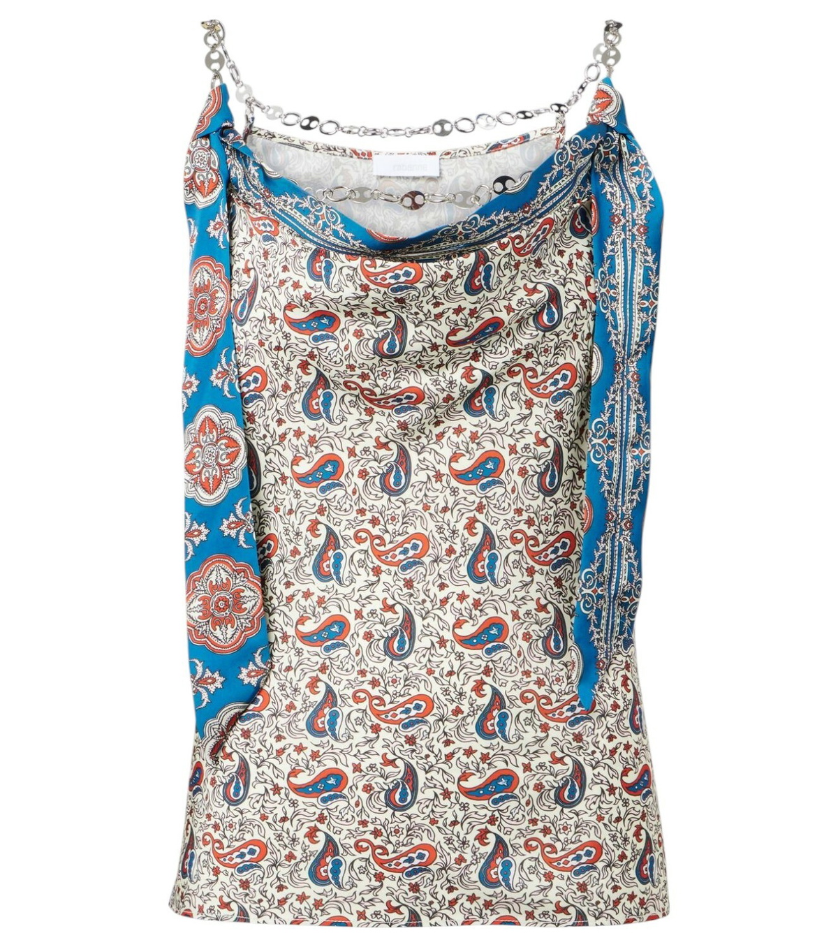 Rabanne Chain-detail silk and cotton-blend top Paco Rabanne