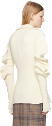 LOW CLASSIC Off-White Volume Sleeve Cardigan