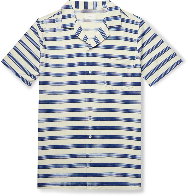 Photo: Onia - Vacation Camp-Collar Striped Woven Shirt - Neutrals