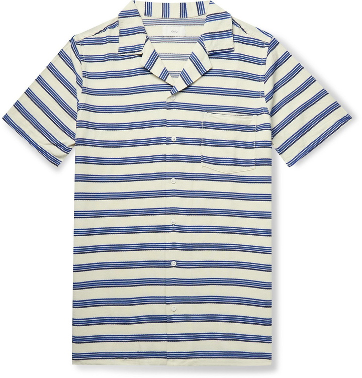 Photo: Onia - Vacation Camp-Collar Striped Woven Shirt - Neutrals