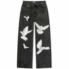 3.Paradis Women's Freedom Doves Wide Leg Jeans in Black
