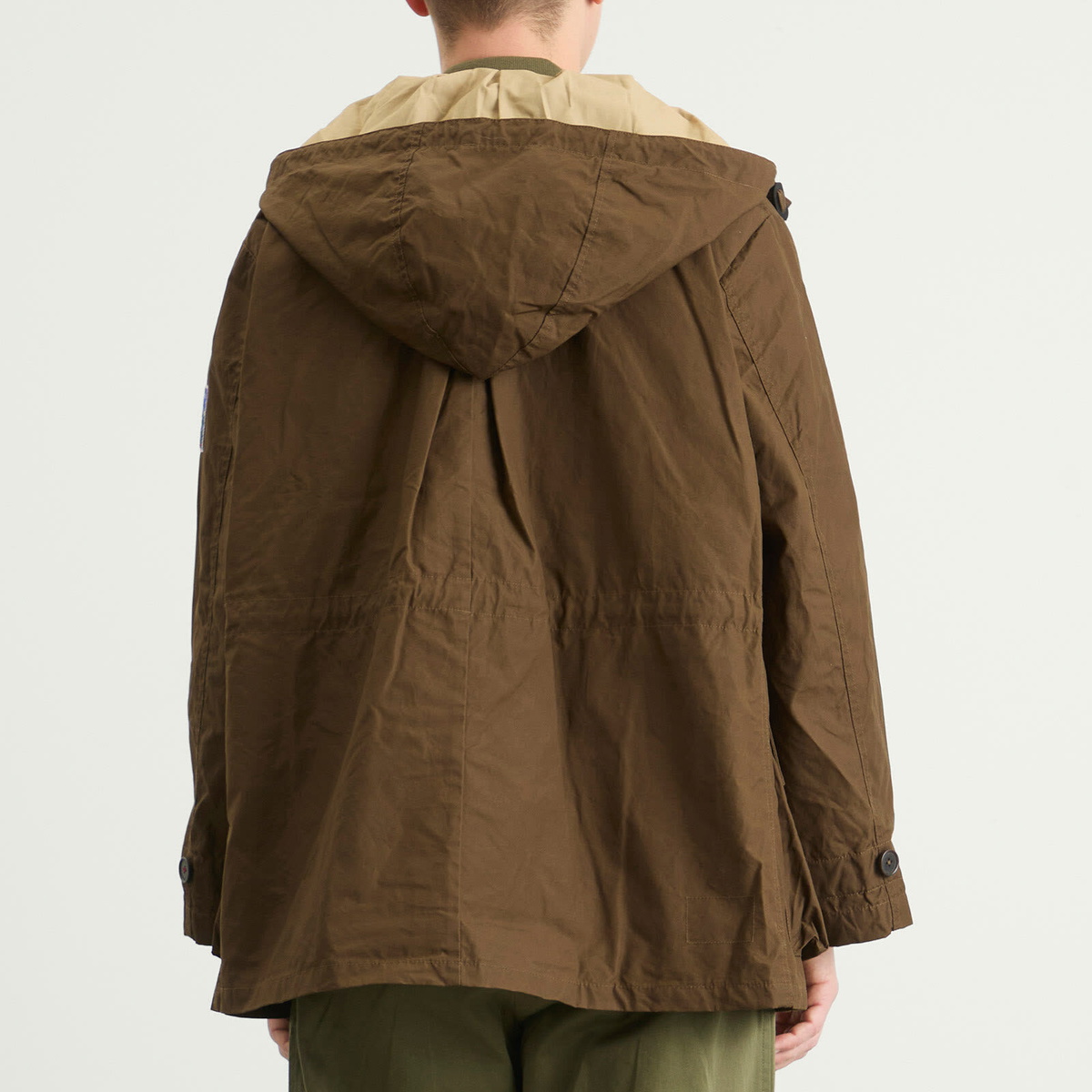 Universal Works Men's British Waxed Cotton Boston Parka Jacket in Brown