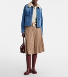 Moncler Teddy-trimmed denim shirt