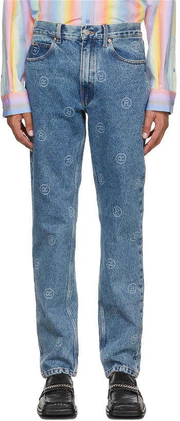 Photo: Martine Rose Blue All Over Logo Jeans