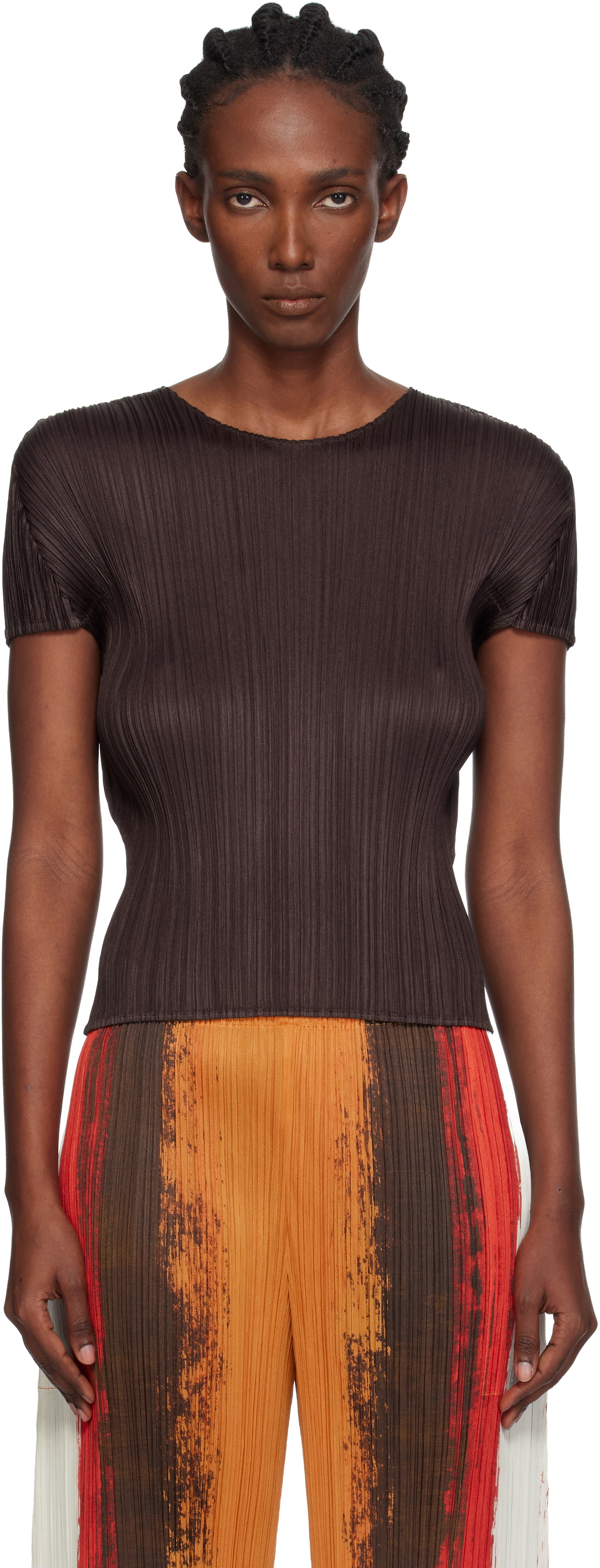 Pleats Please Issey Miyake Women's Mist Basics Top in Black Pleats