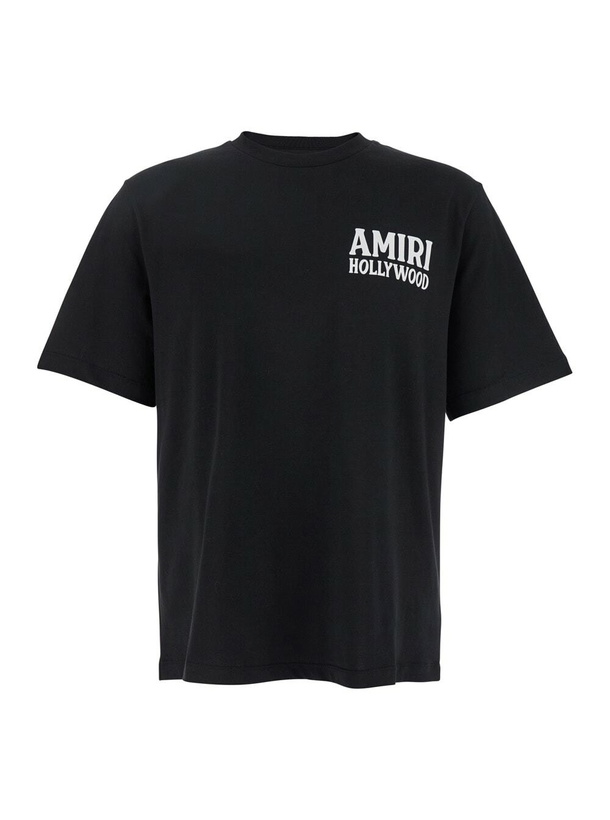 Photo: AMIRI jazz Wolf Black Crewneck T-shirt With Logo Lettering On The Front And Maxi Print On The Rear In Cotton Man
