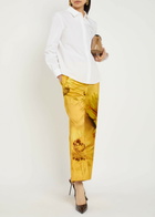 Tory Burch Printed Satin Trousers Yellow