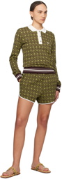 Wales Bonner Green & Brown 'The Power' Shorts