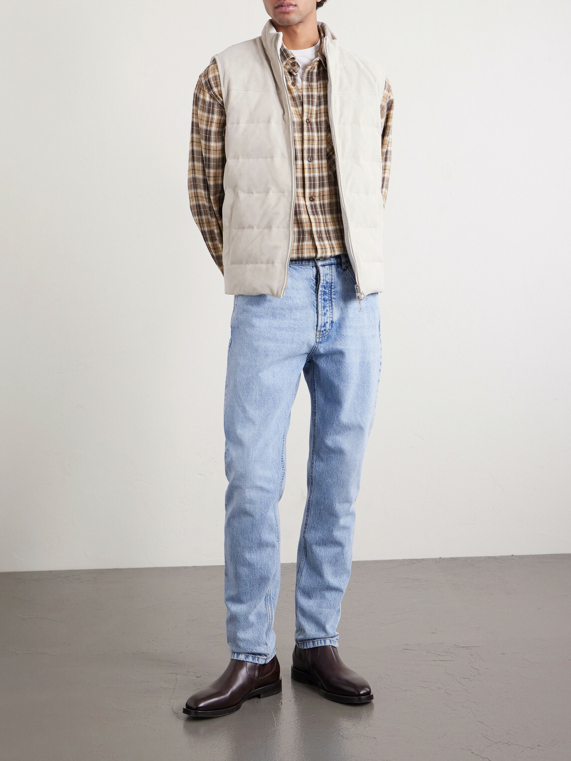 Eleventy - Reversible Suede Quilted Down Gilet - Neutrals
