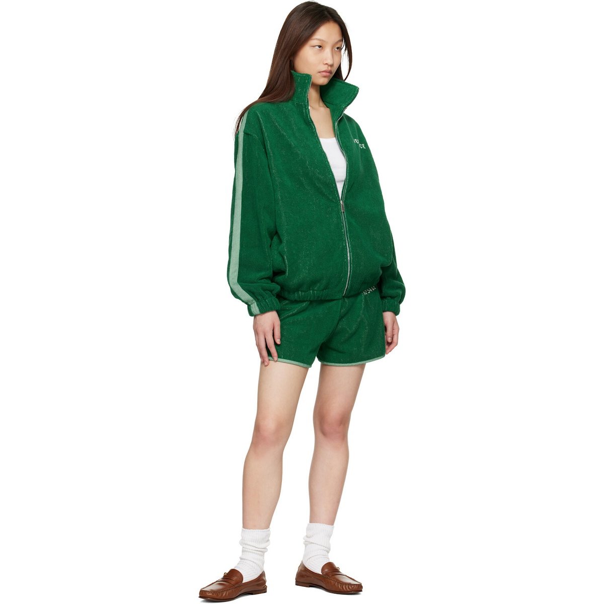 Versace Green Cotton-Terry Jacquard Zip Jacket