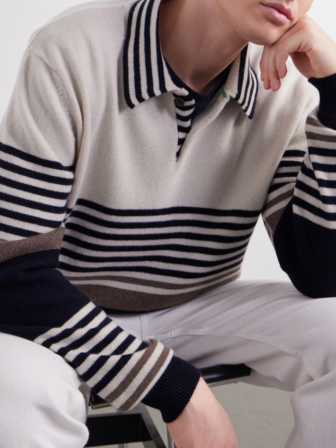 Paul Smith - Striped Cashmere Polo Shirt - Neutrals